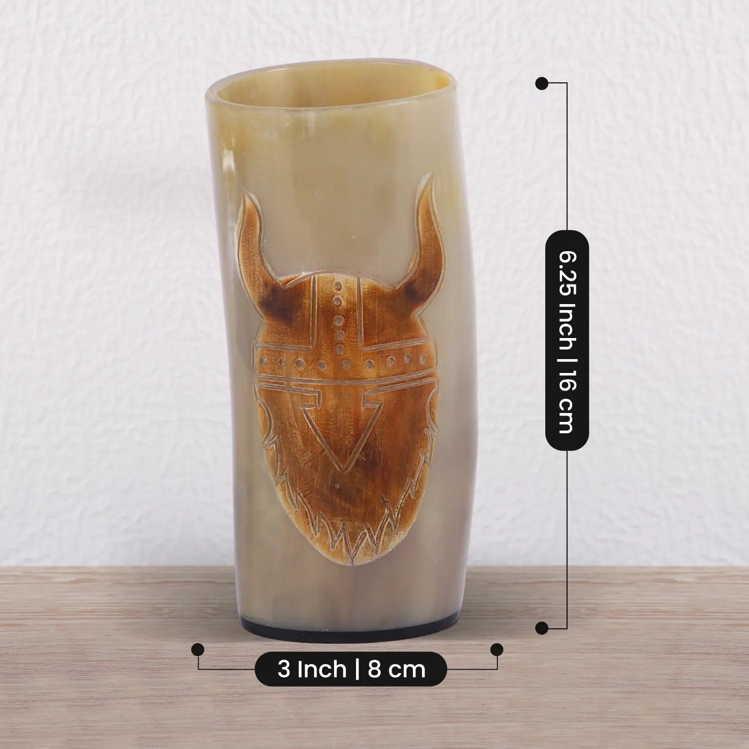 Horn Drinking Glasses - Holds Upto 10 oz, Skull Craft