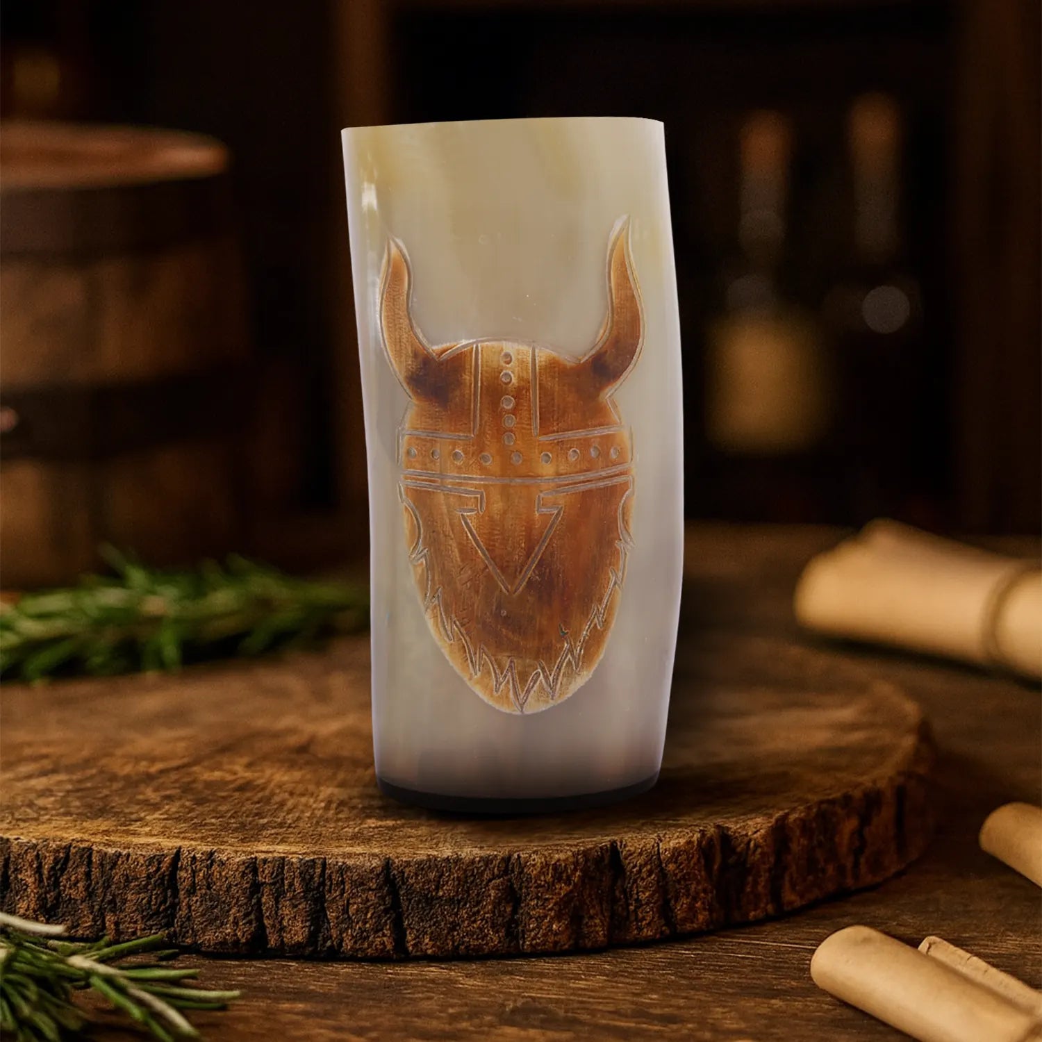 Horn Drinking Glasses - Holds Upto 10 oz, Skull Craft