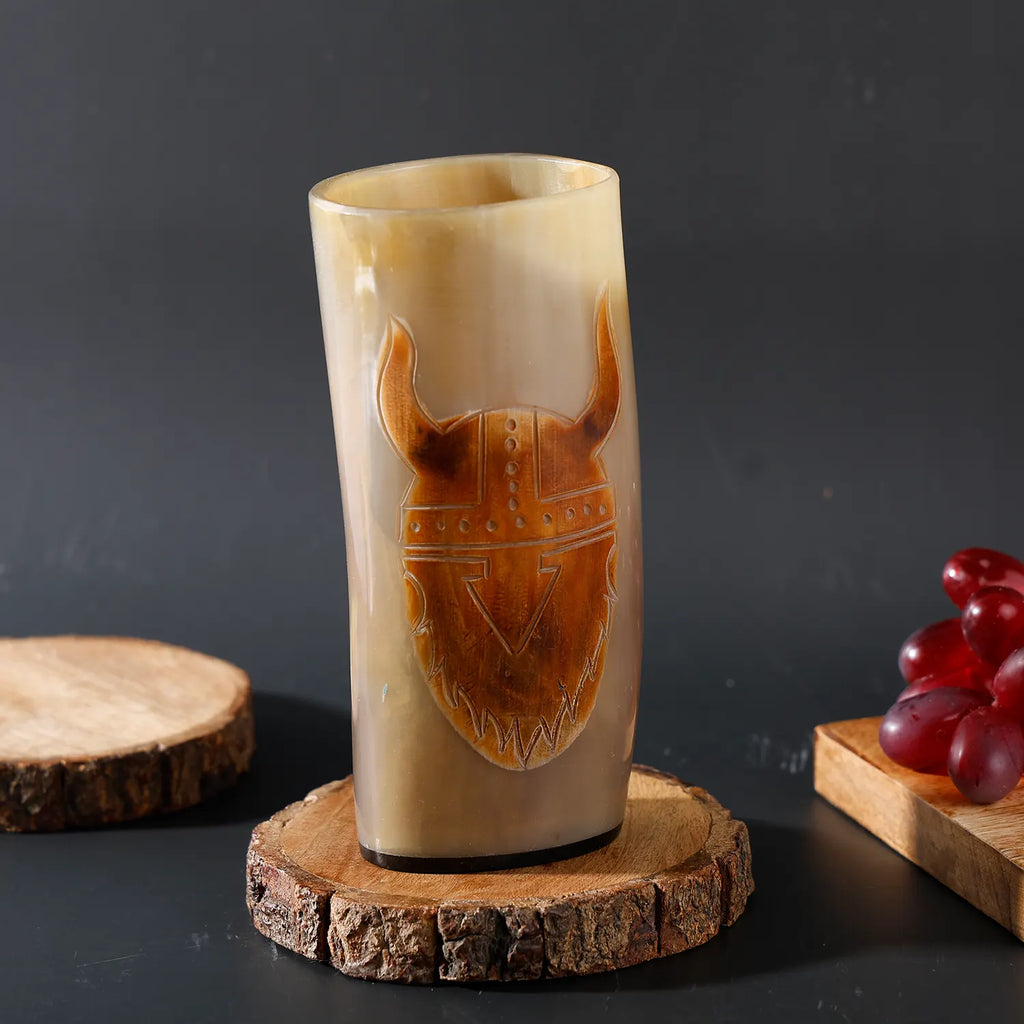 Horn Drinking Glasses - Holds Upto 10 oz, Skull Craft