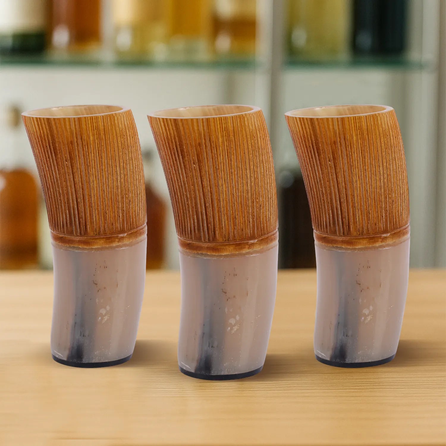 Horn Drinking Glasses - Holds Upto 10 oz, Striped