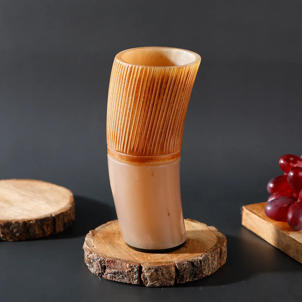 Horn Drinking Glasses - Holds Upto 10 oz, Striped