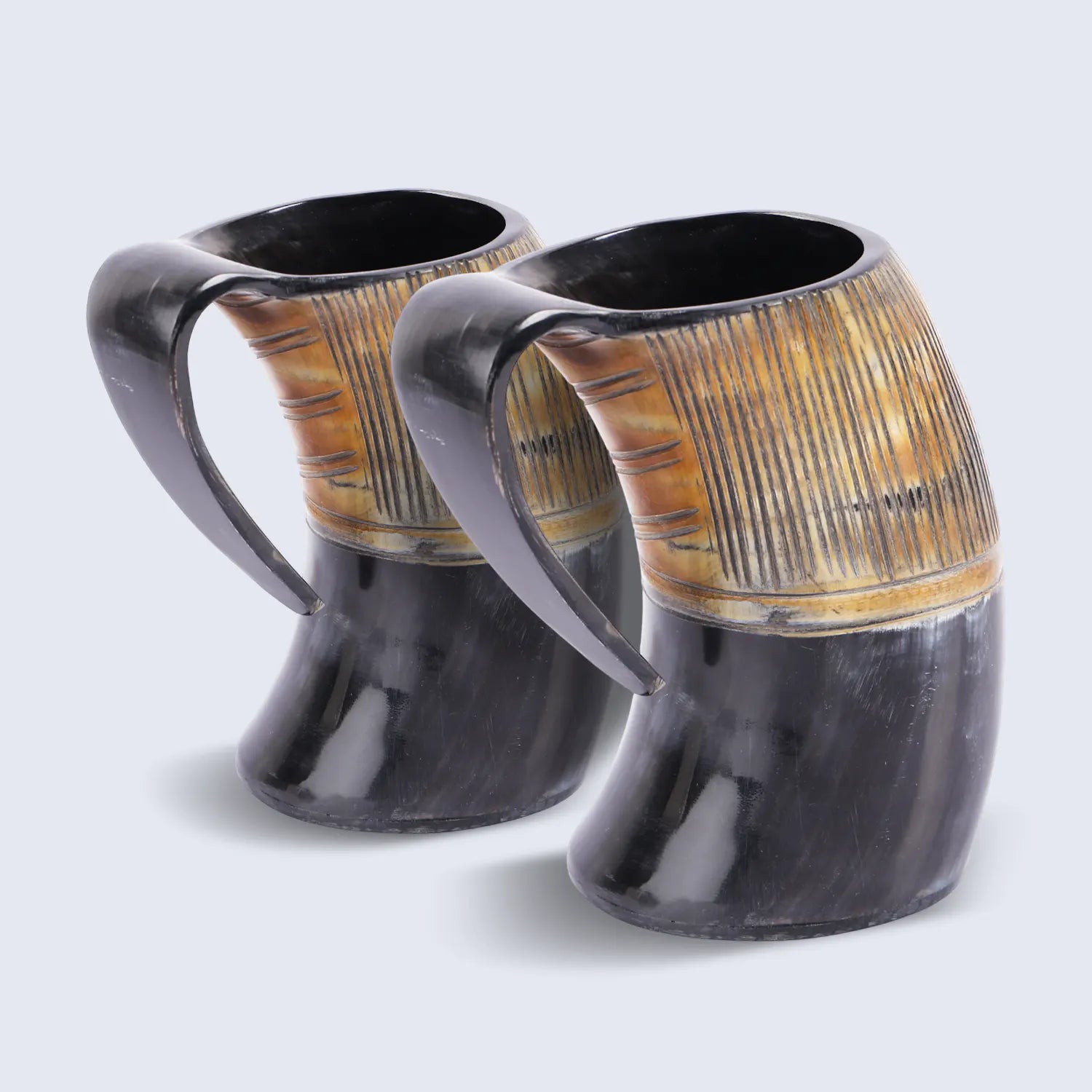 Horn Whiskey Mugs - Holds Upto 6.5 oz, Striped
