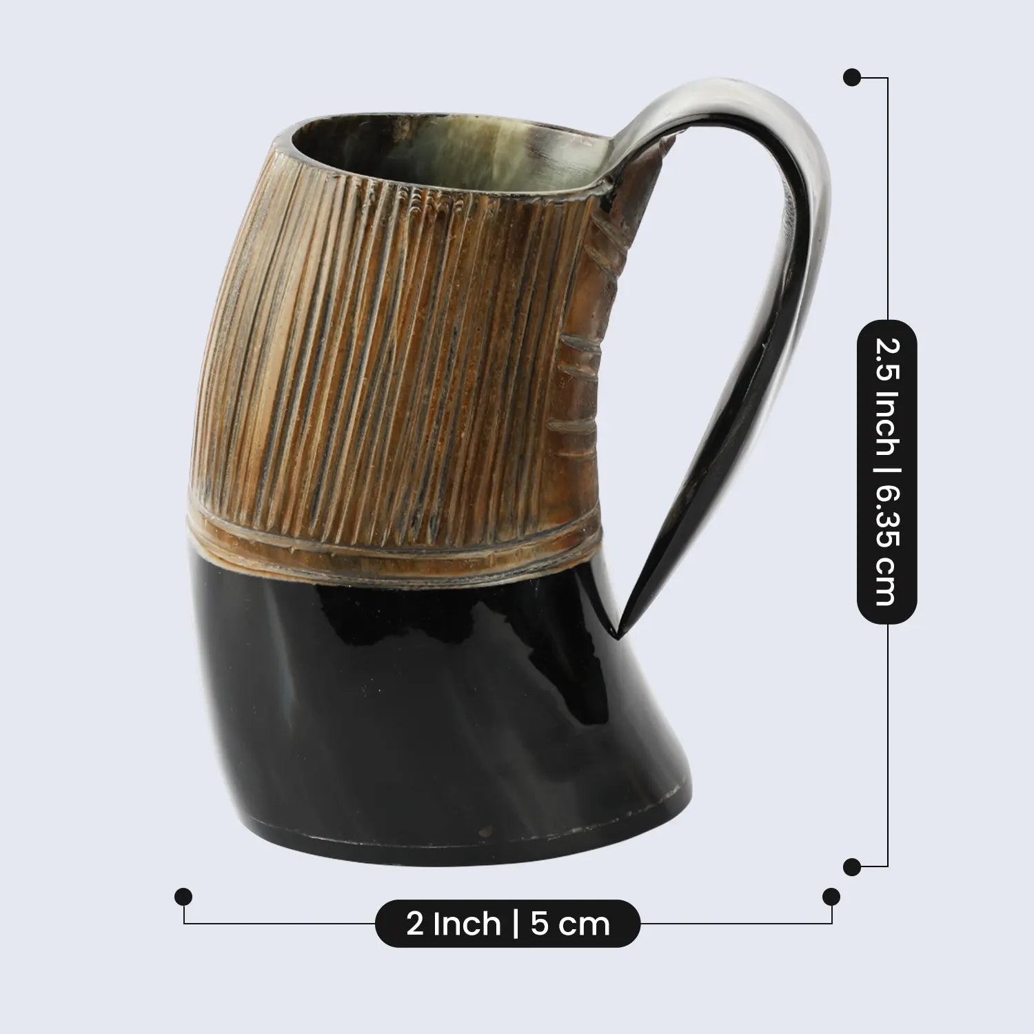 Horn Whiskey Mugs - Holds Upto 6.5 oz, Striped