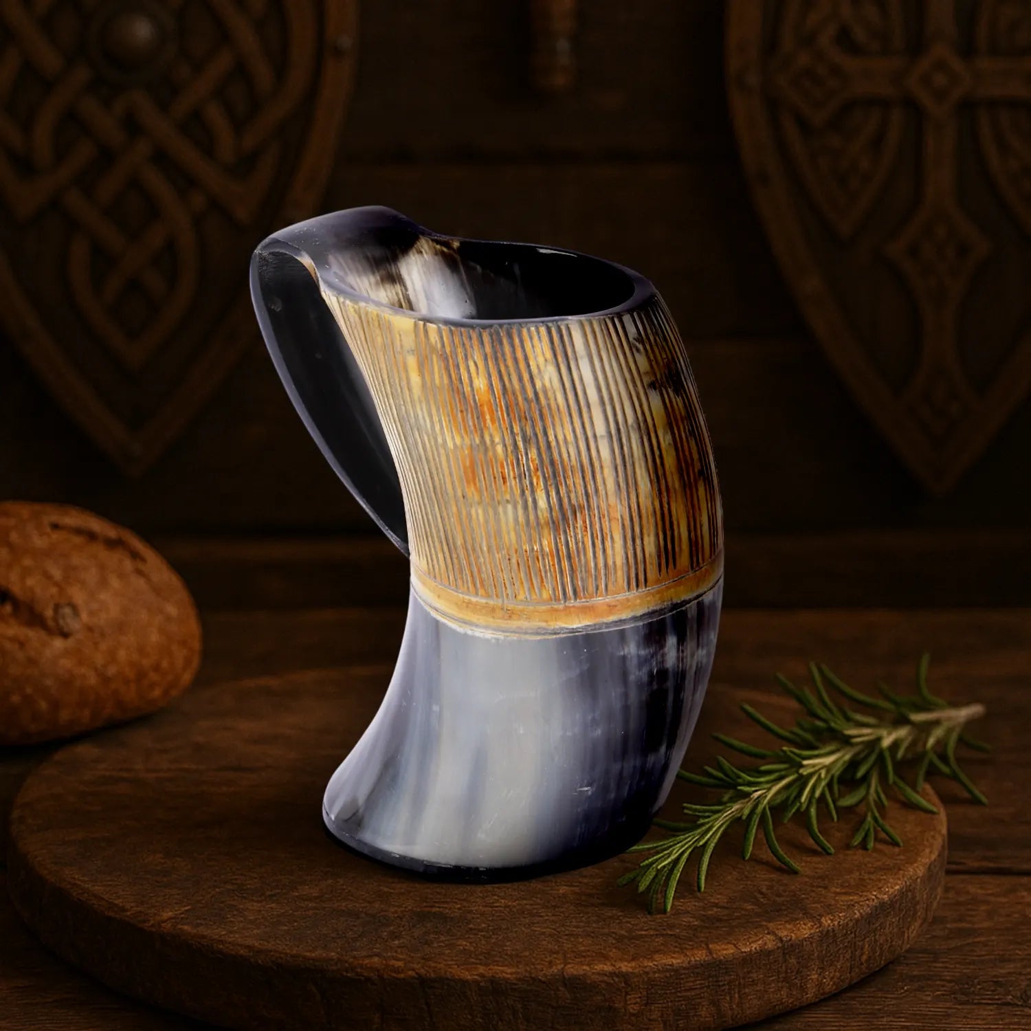 Horn Whiskey Mugs - Holds Upto 6.5 oz, Striped