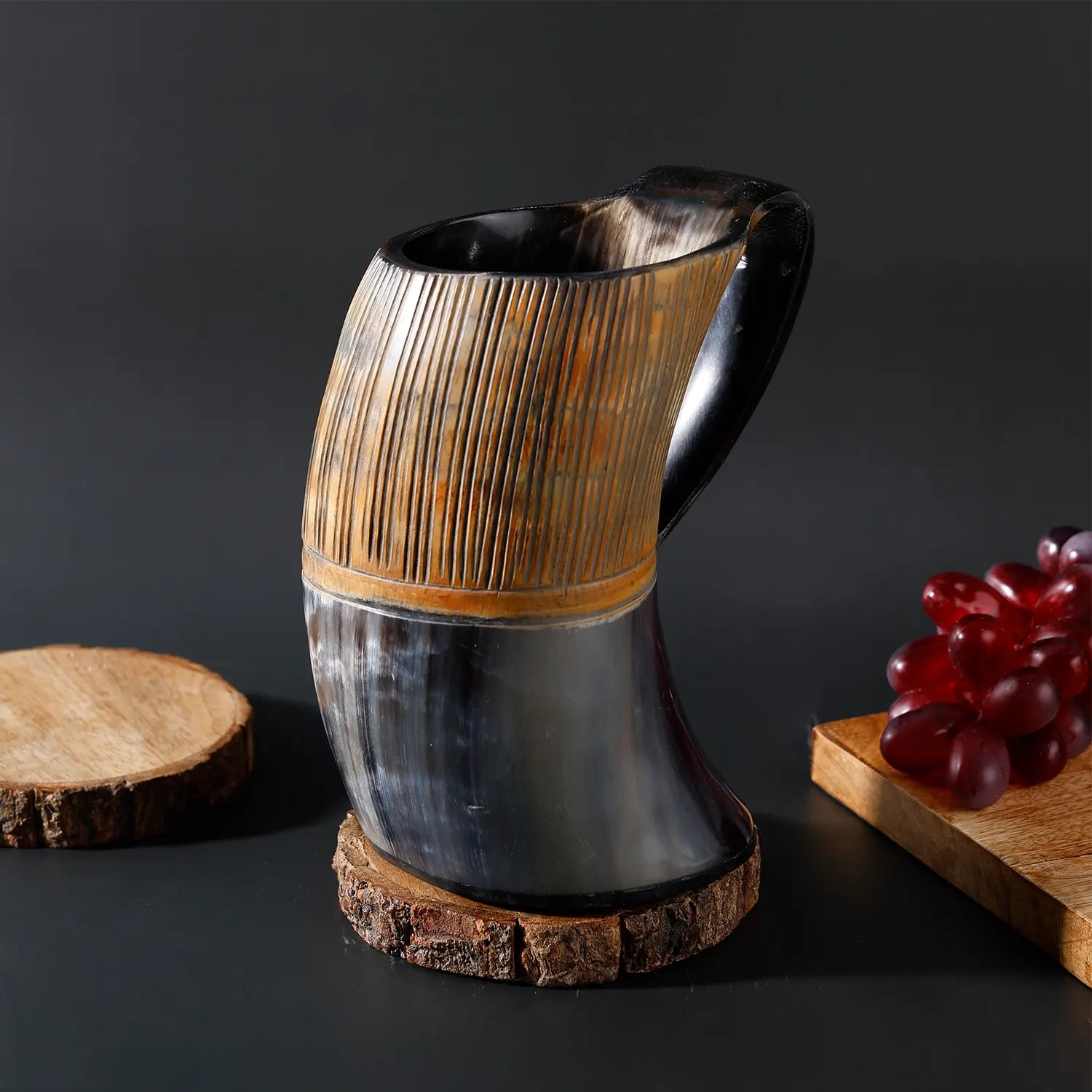 Horn Whiskey Mugs - Holds Upto 6.5 oz, Striped