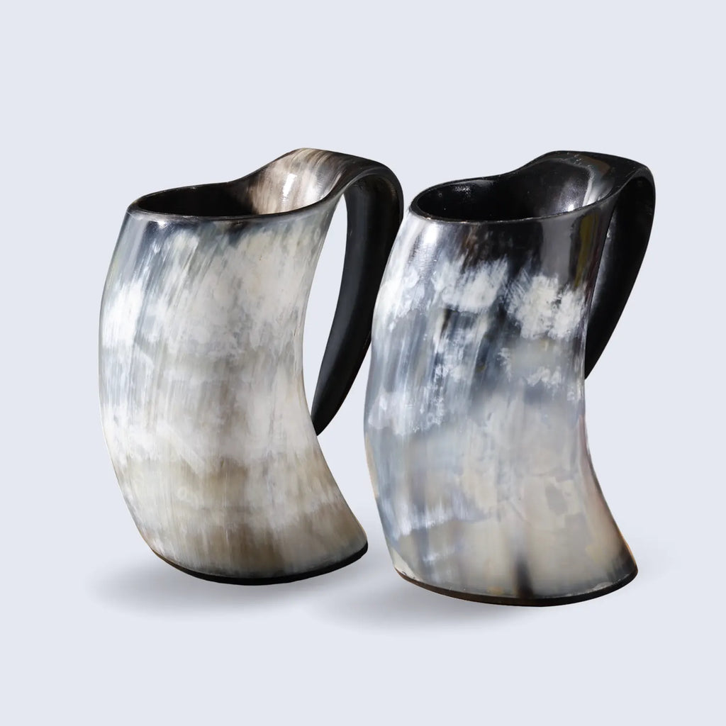 Horn Whiskey Mugs - Holds Upto 6.5 oz, Natural
