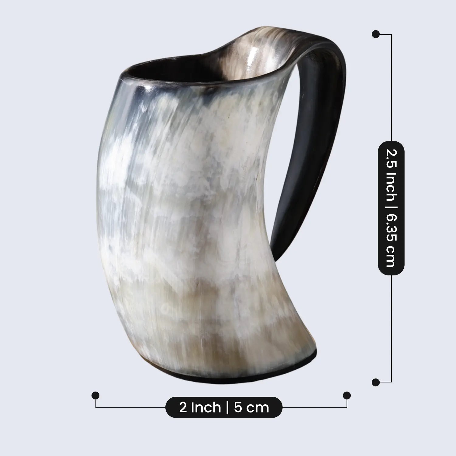Horn Whiskey Mugs - Holds Upto 6.5 oz, Natural