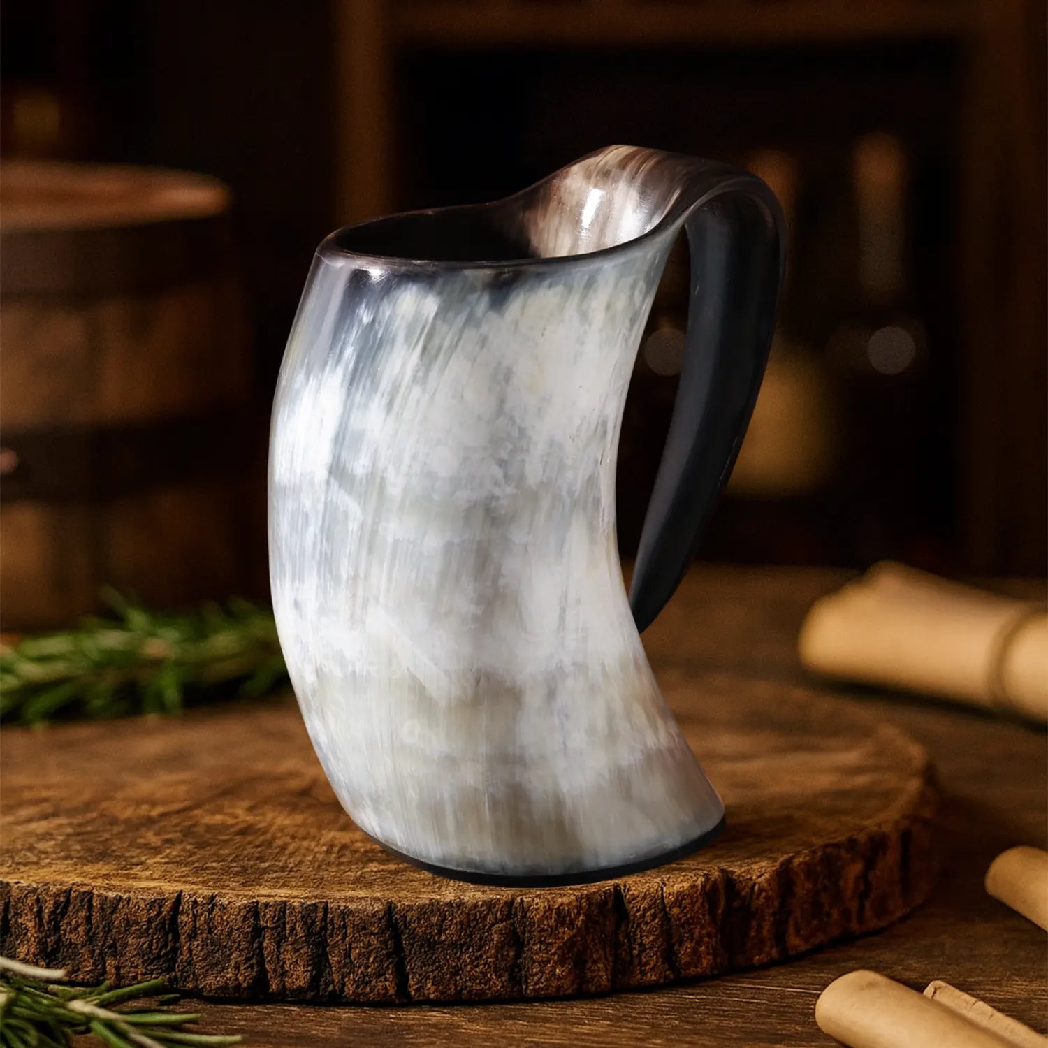 Horn Whiskey Mugs - Holds Upto 6.5 oz, Natural