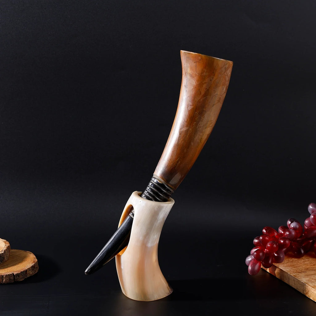 Drinking Horn with Stand - Holds Upto 16 oz, Auger