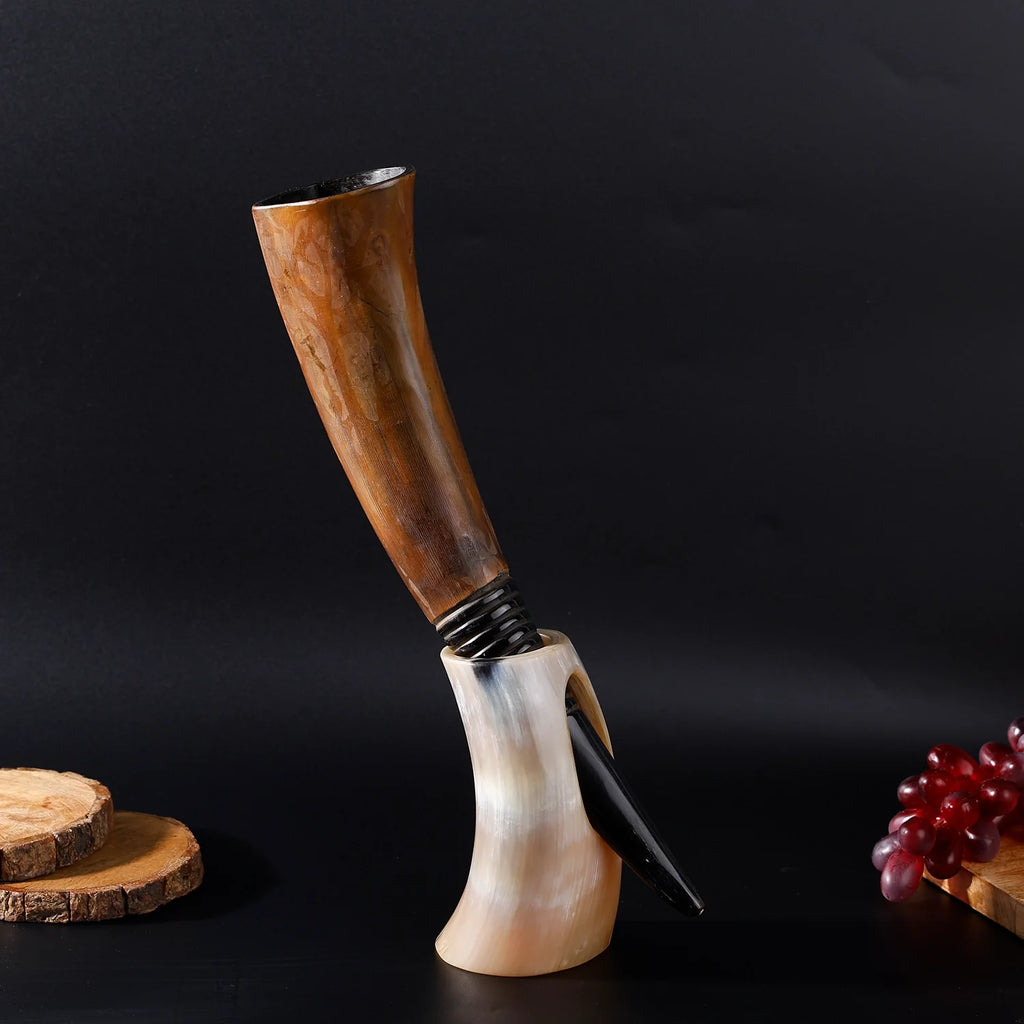 Drinking Horn with Stand - Holds Upto 16 oz, Auger