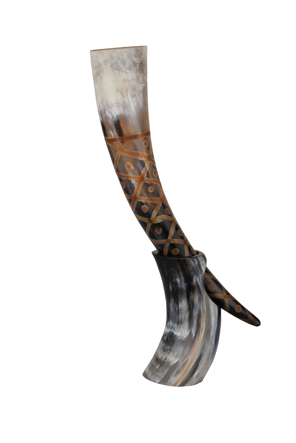 Drinking Horn with Stand Pack 2 - Holds Upto 16 oz, Natural