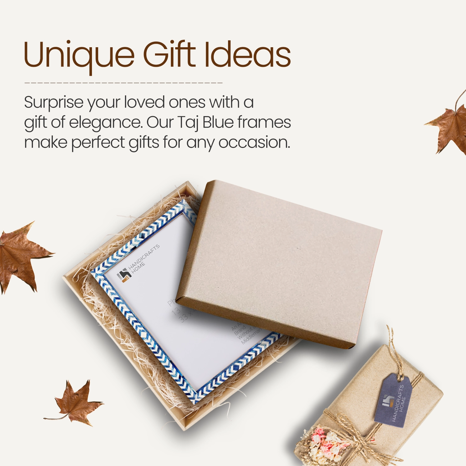 Picture Frames Taj Pattern Bone Inlay Collection in 27 Sizes, Blue