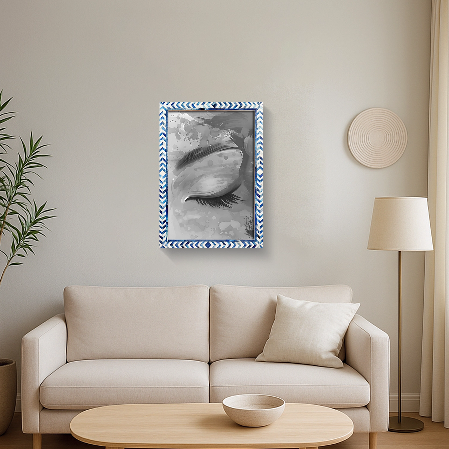 Picture Frames Taj Pattern Bone Inlay Collection in 27 Sizes, Blue