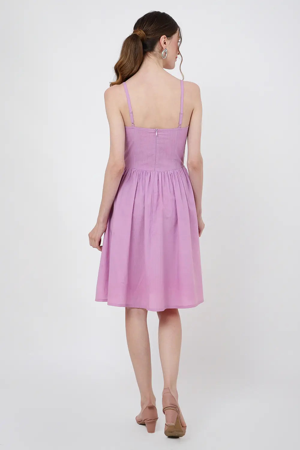 Placement Embroidered Corset Midi Dress with Sweet heart Neckline - XS to 2XL