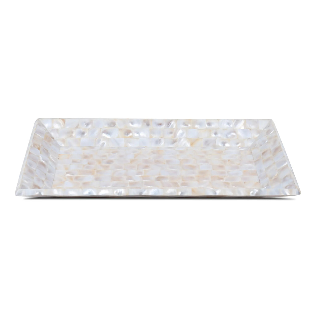 Decorative Tray Mother of Pearl Collection in 12x7 Inch, White