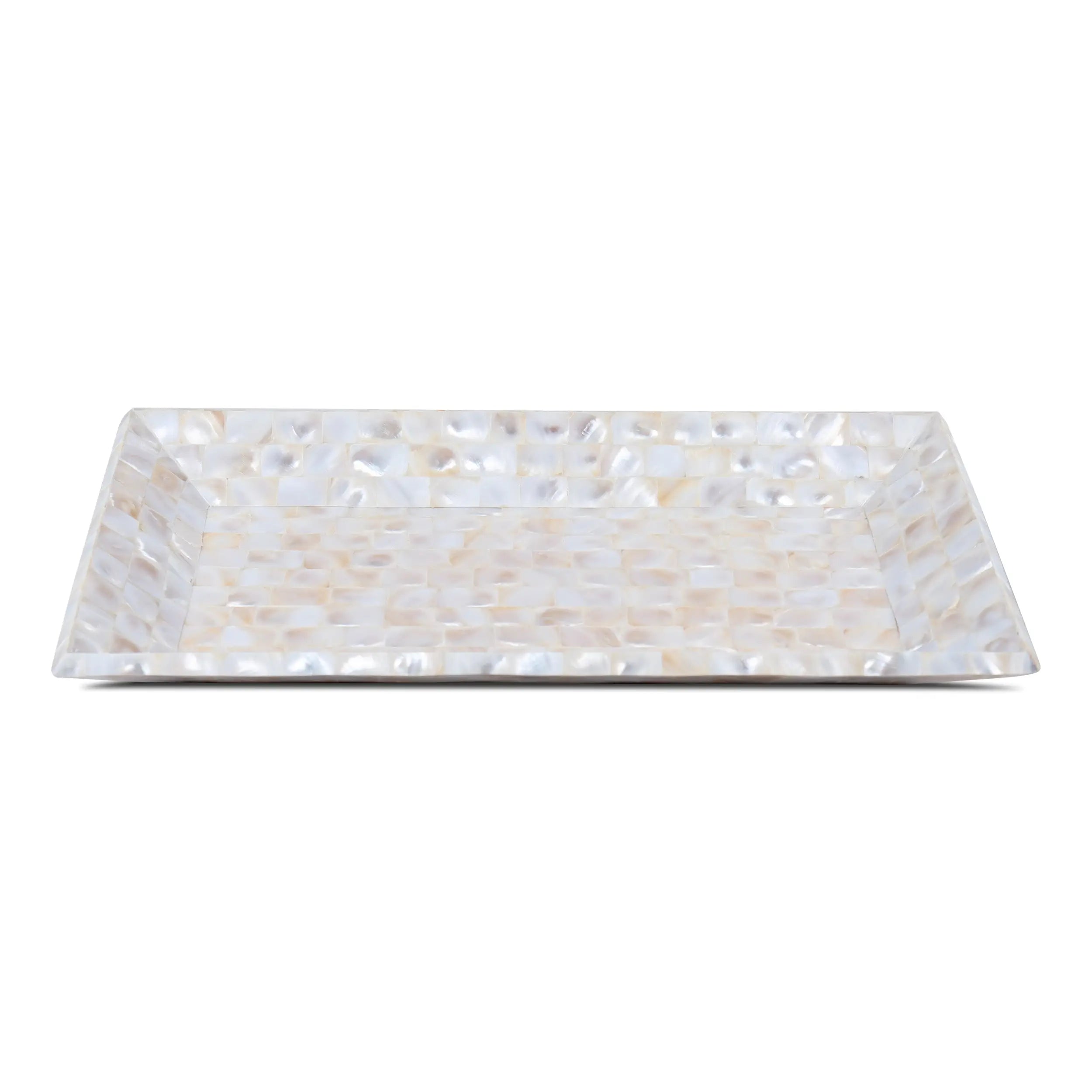 Decorative Tray Mother of Pearl Collection in 12x7 Inch, White