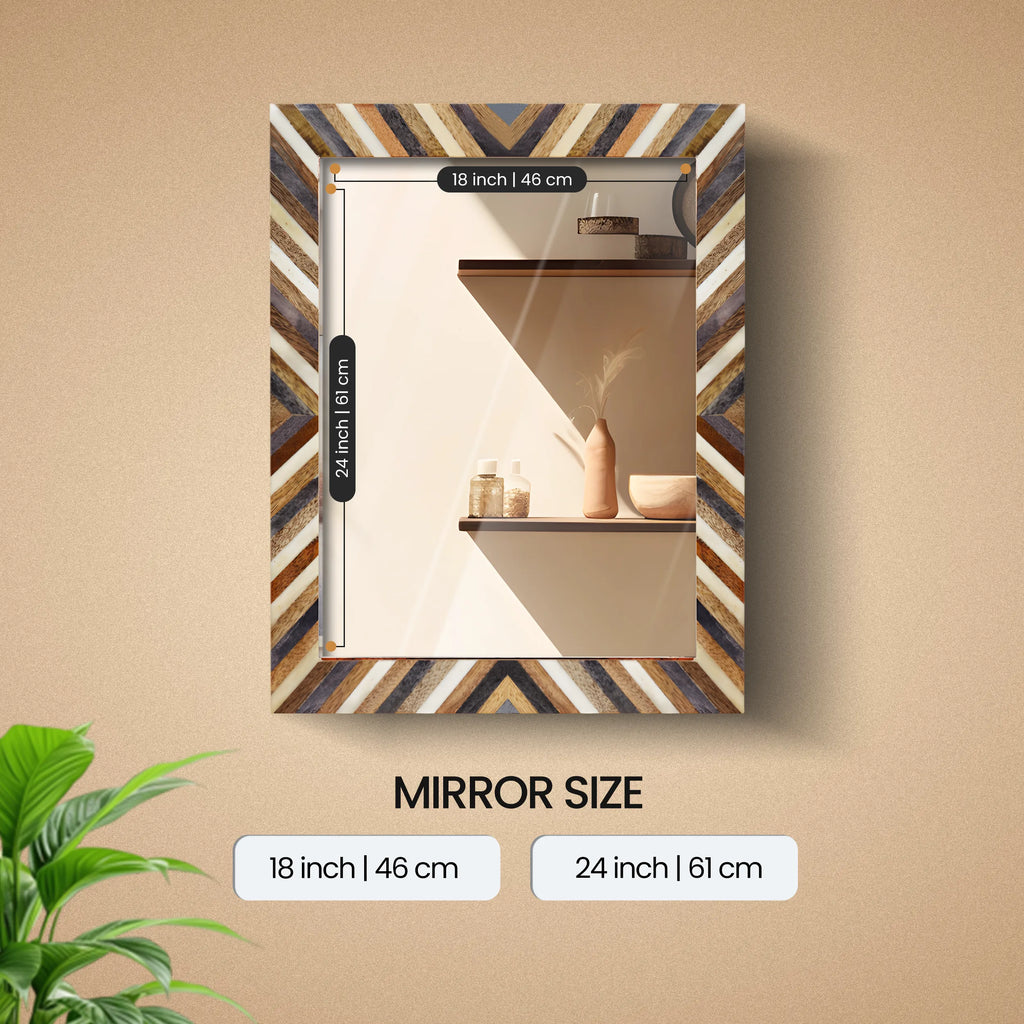 Make To Order Bone Inlay Wall Mirror Frame Hypno Daze Pattern 18 x 24 Inches