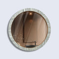 Make To Order Round Chevron Bone Inlay Wall Hanging Mirror Frame – 24" Dia