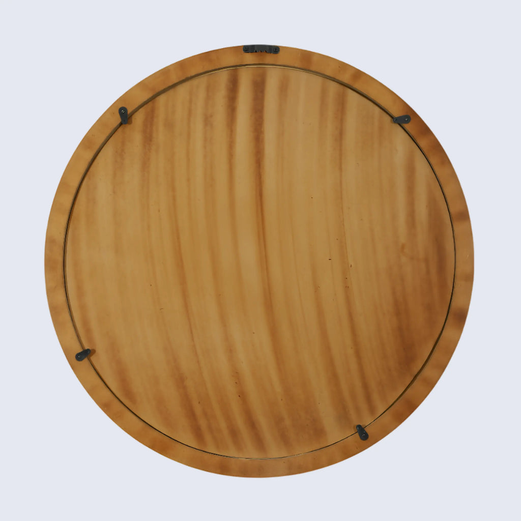 Make To Order Round Chevron Bone Inlay Wall Hanging Mirror Frame – 24" Dia