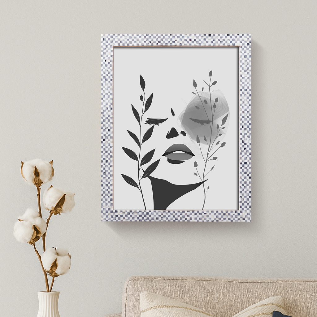 Picture Frames Checkered Pattern Bone Inlay Collection in 27 Sizes
