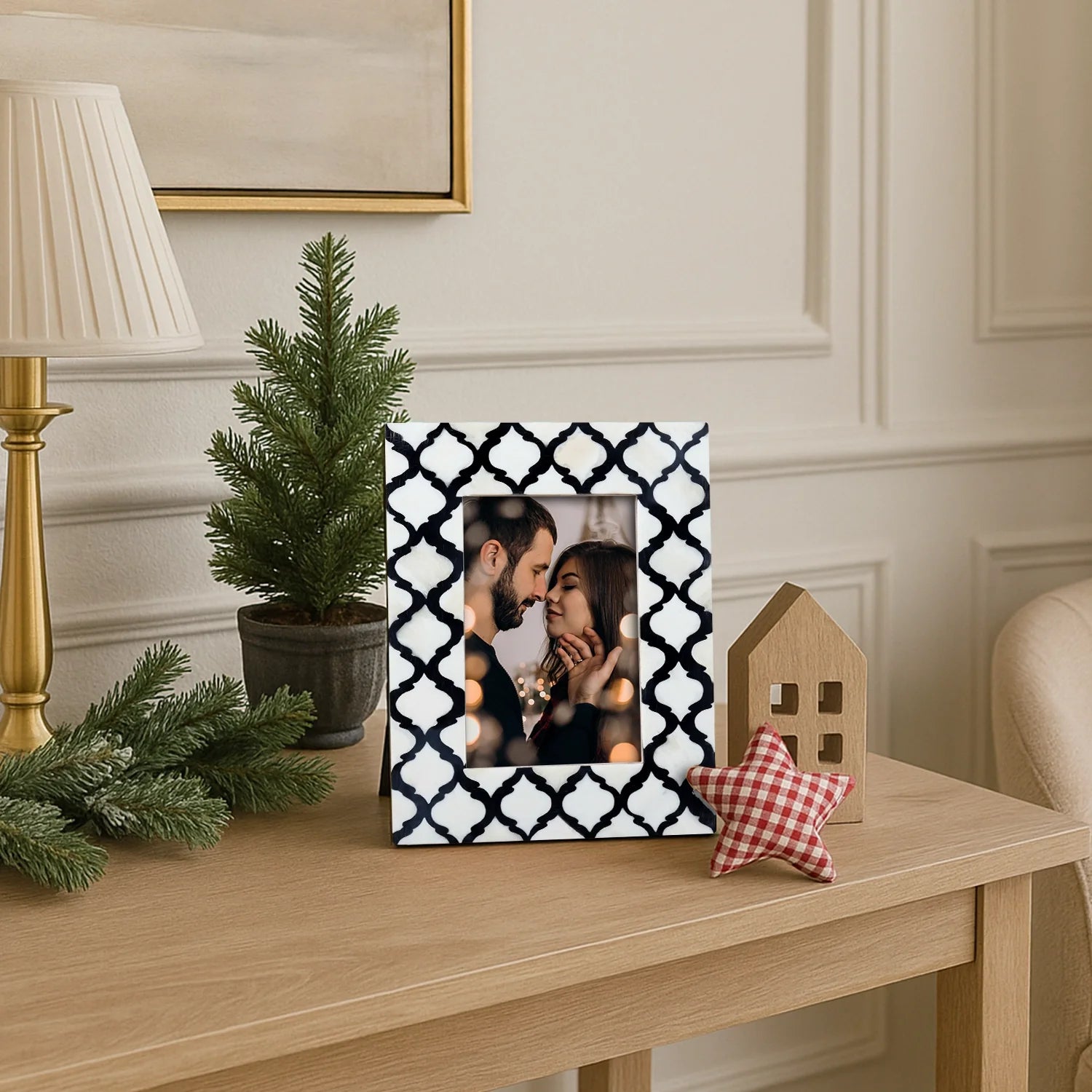 Picture Frames Moroccan Pattern Bone & Resin Inlay Collection in 5 Color Options | 1.5" Border Width