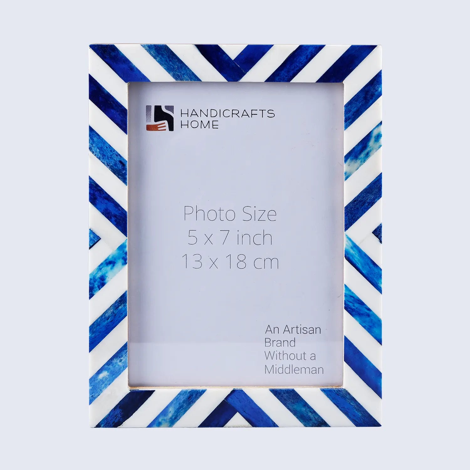 Picture Frames Chevron Pattern Bone Inlay Collection in 29 Sizes, Blue