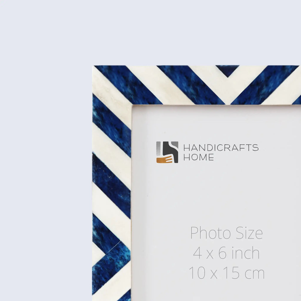 Poster Picture Frame Chevron Bone Inlay in 3 Sizes, Blue