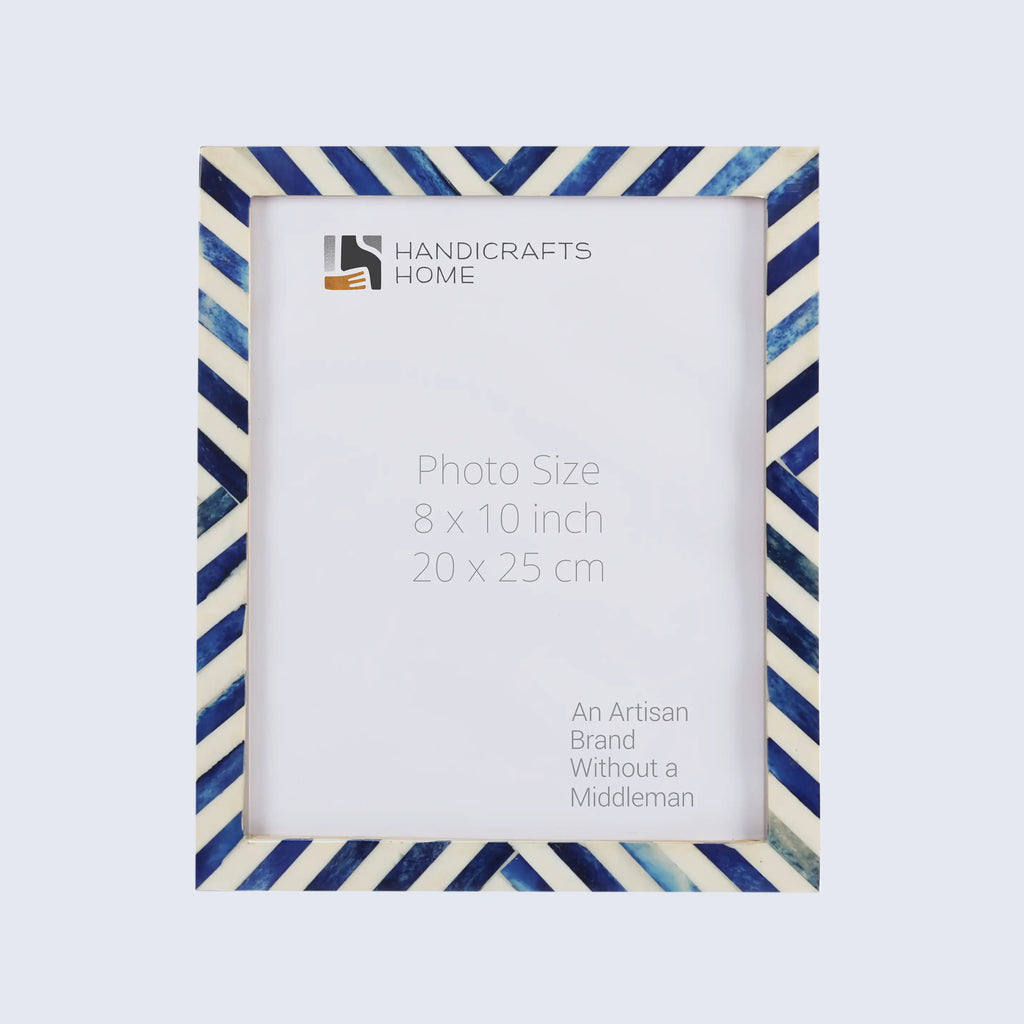 Poster Picture Frame Chevron Bone Inlay in 3 Sizes, Blue