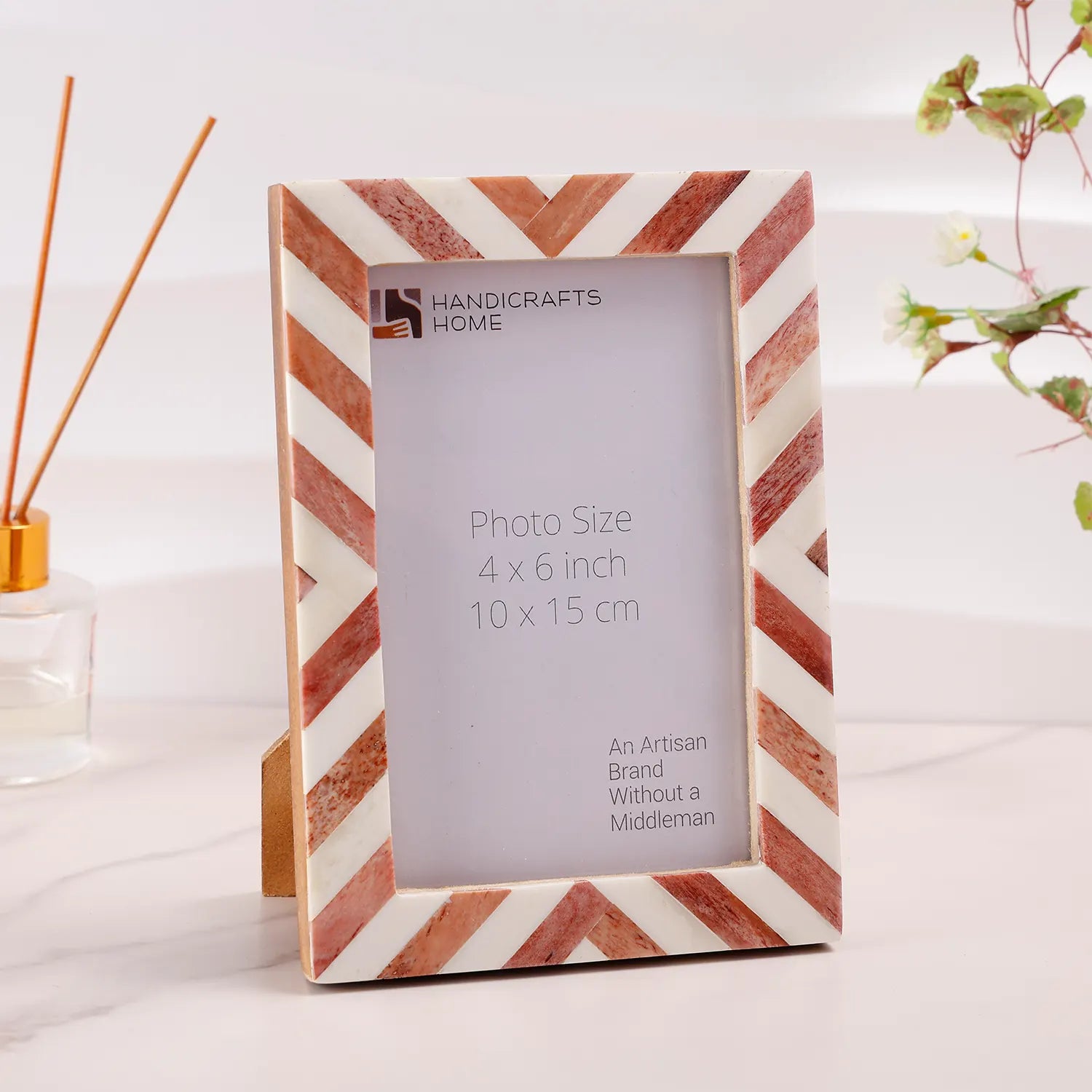 Picture Frames Chevron Pattern Bone Inlay Collection in 29 Sizes, Brown