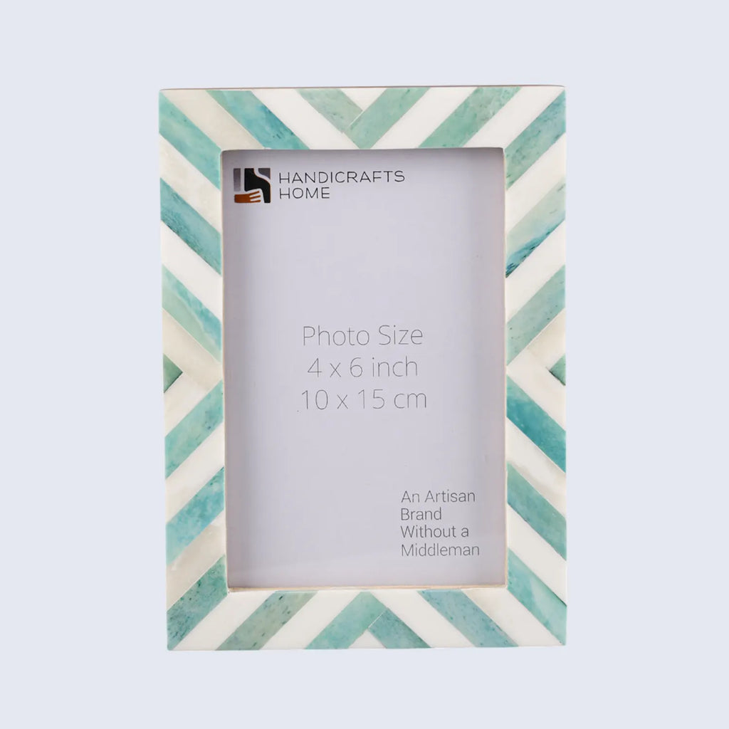 Picture Frames Chevron Pattern Bone Inlay Collection in 29 Sizes, Green