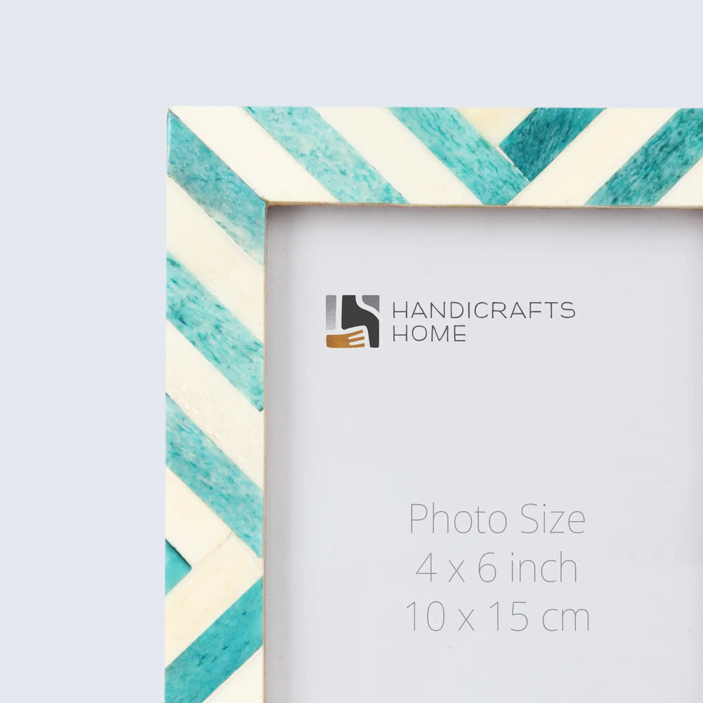 Picture Frames Chevron Pattern Bone Inlay Collection in 29 Sizes, Green