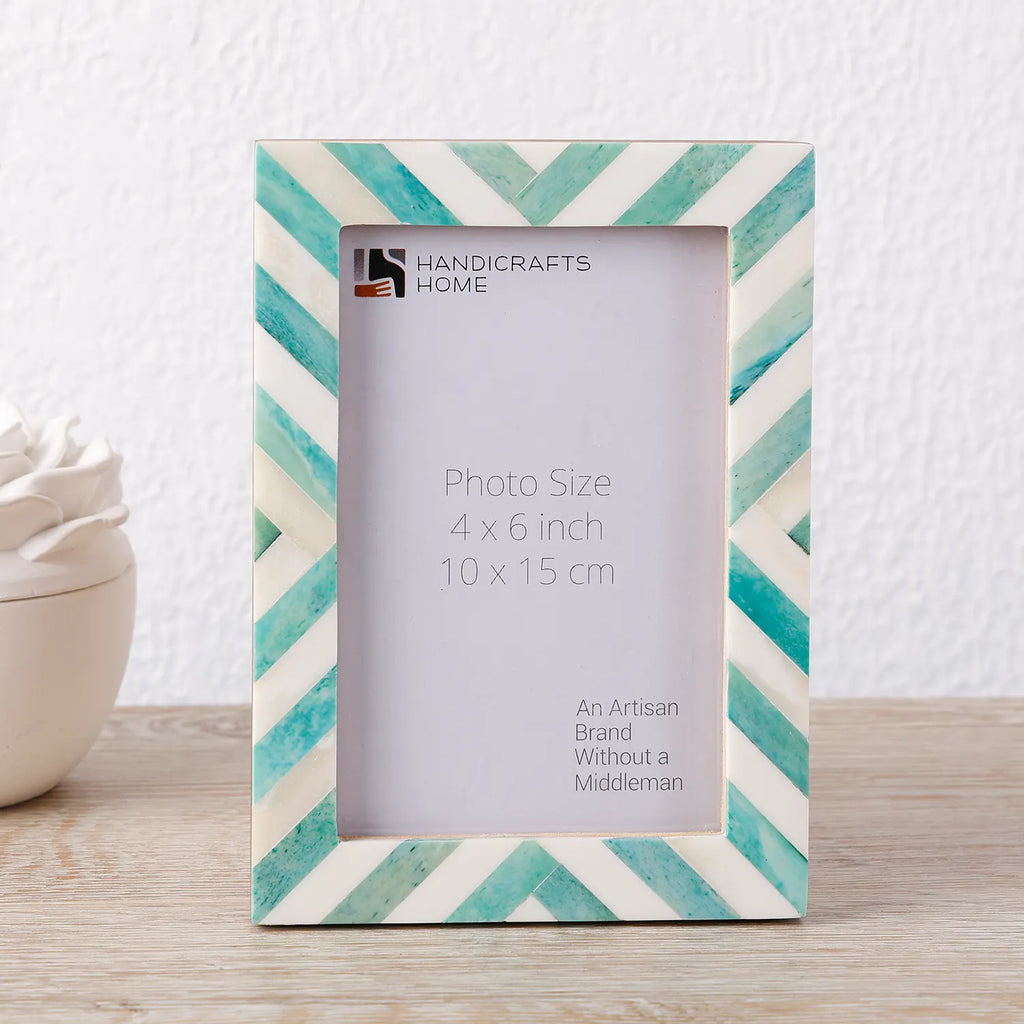 Picture Frames Chevron Pattern Bone Inlay Collection in 29 Sizes, Green