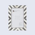 Picture Frames Chevron Pattern Bone Inlay Collection in 3 Sizes, Grey
