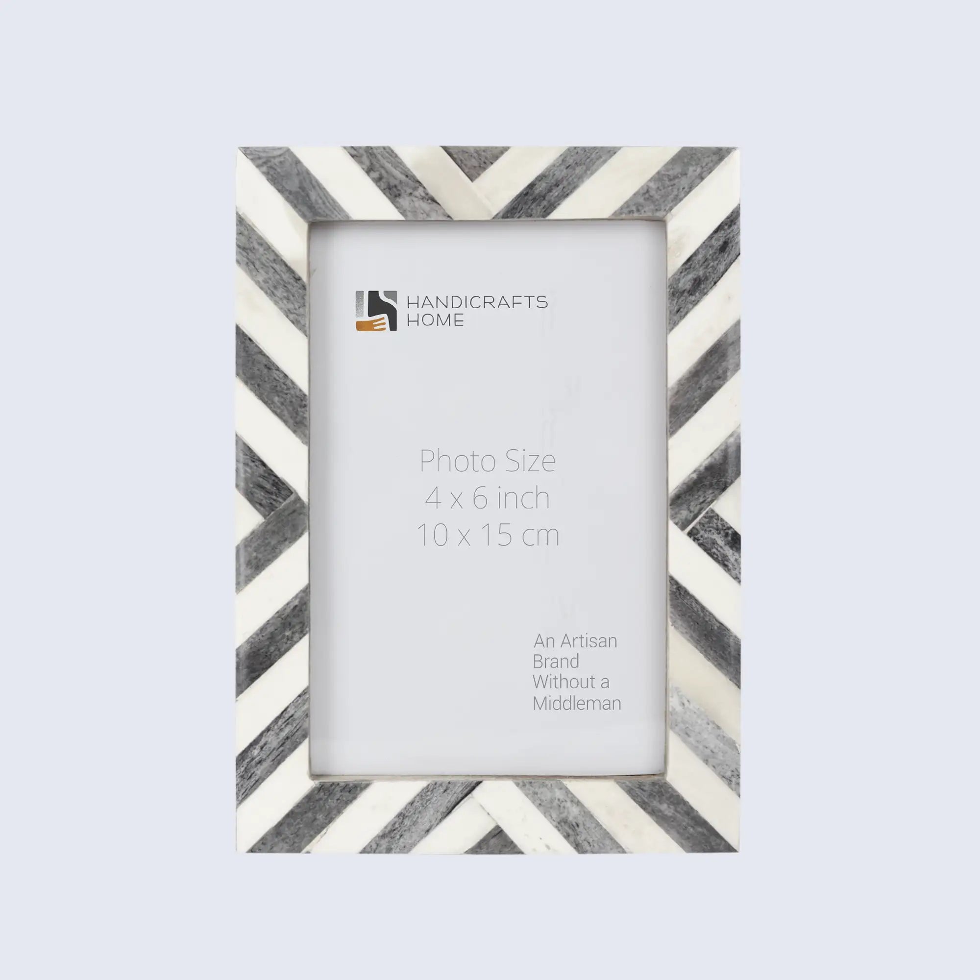 Picture Frames Chevron Pattern Bone Inlay Collection in 3 Sizes, Grey