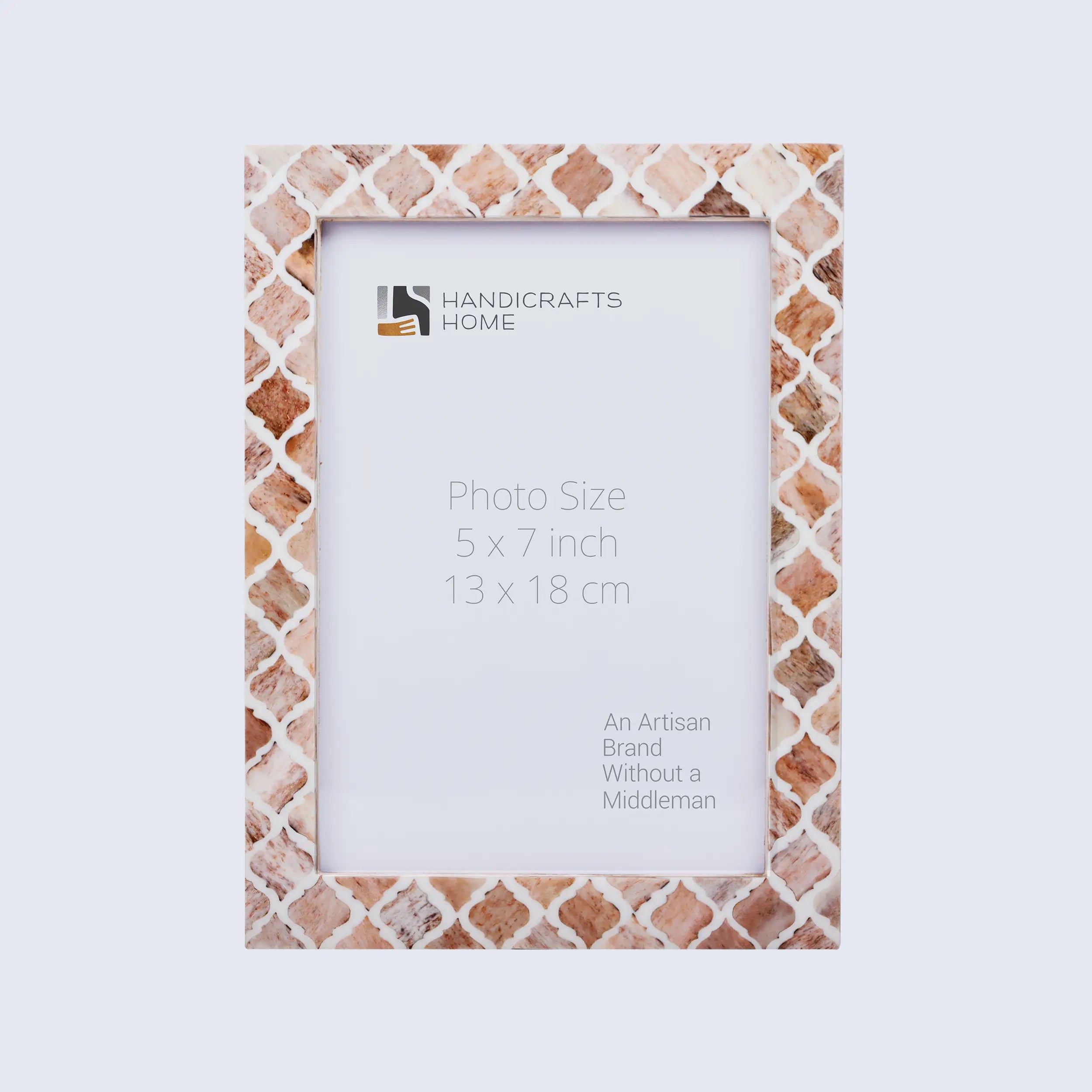 Picture Frames Moroccan Pattern Bone & Resin Inlay Collection in 3 Sizes, Brown