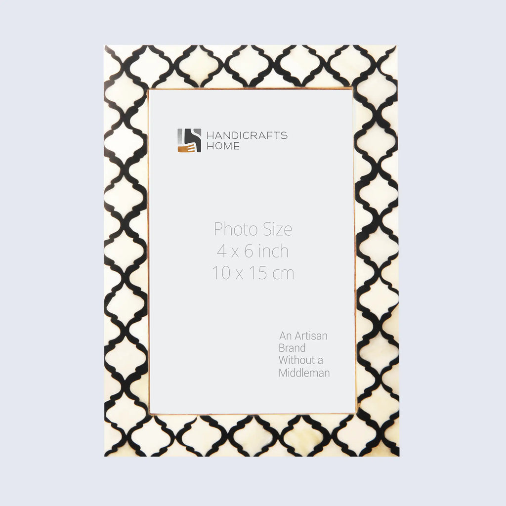 Picture Frames Moroccan Pattern Bone & Resin Inlay Collection in 27 Sizes, Black