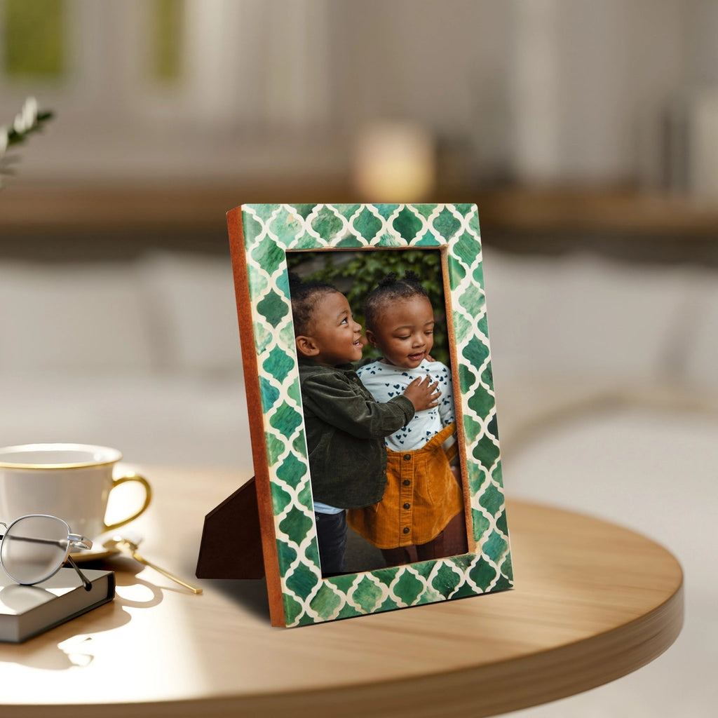 Picture Frames Casablanca Verde Pattern Resin Inlay Collection in 3 Sizes, Pack of 2