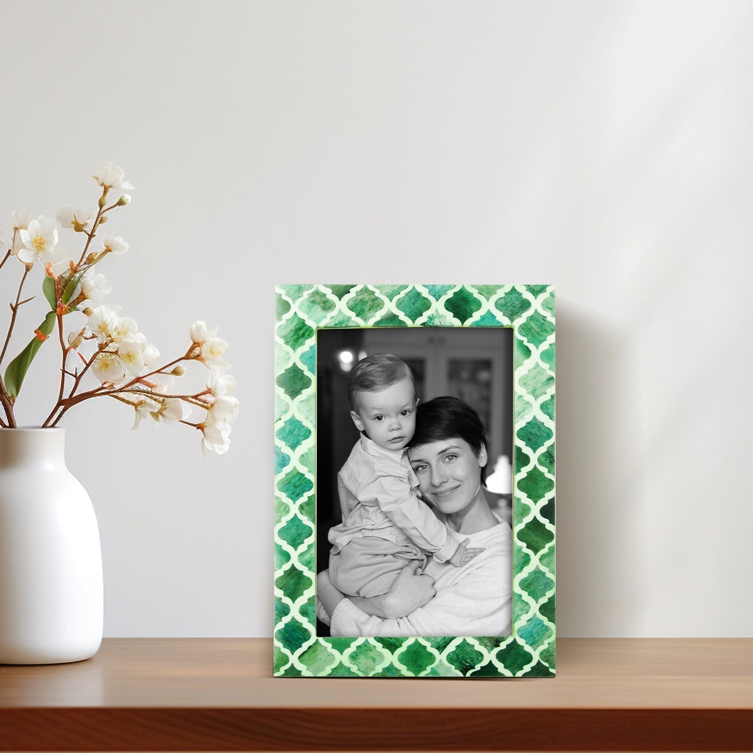 Picture Frames Casablanca Verde Pattern Resin Inlay Collection in 3 Sizes, Pack of 2