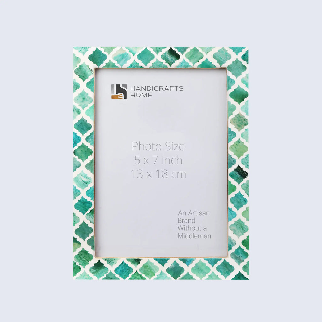Picture Frames Moroccan Pattern Bone & Resin Inlay Collection in 27 Sizes, Green