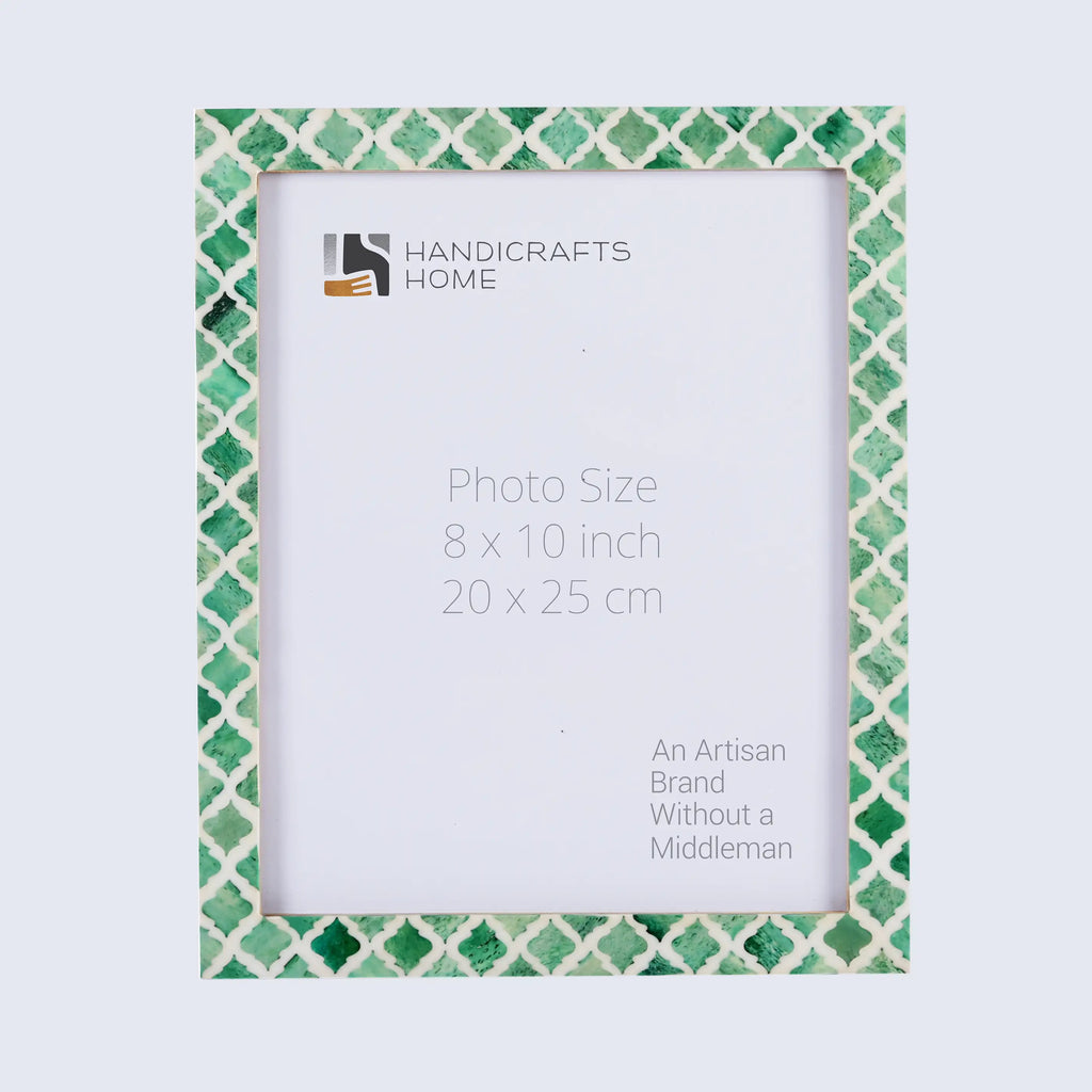 Picture Frames Moroccan Pattern Bone & Resin Inlay Collection in 27 Sizes, Green