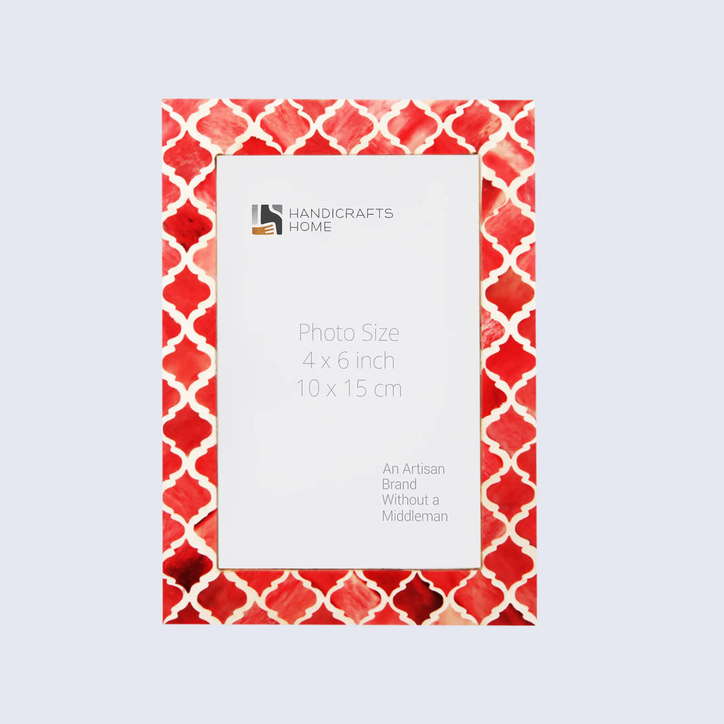 Picture Frames Moroccan Pattern Bone & Resin Inlay Collection in 27 Sizes, Red
