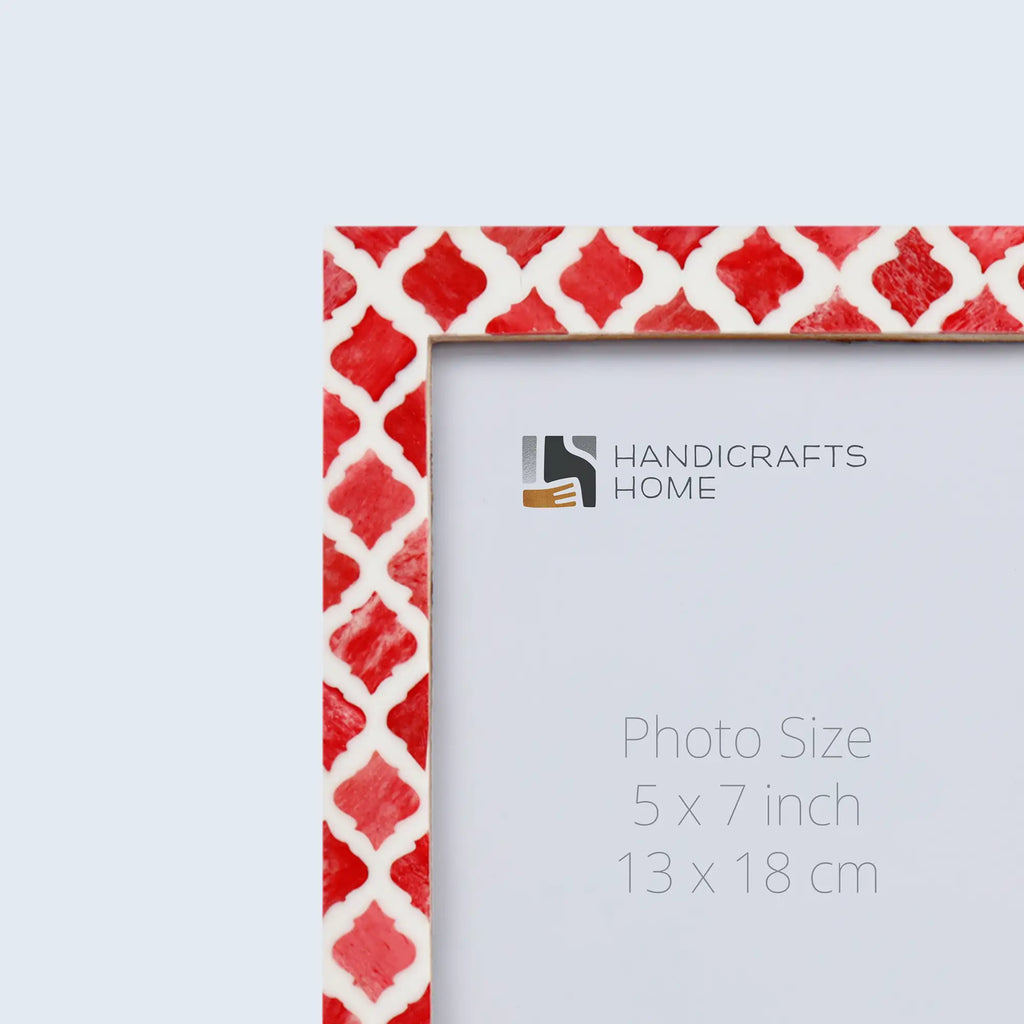 Picture Frames Moroccan Pattern Bone & Resin Inlay Collection in 27 Sizes, Red