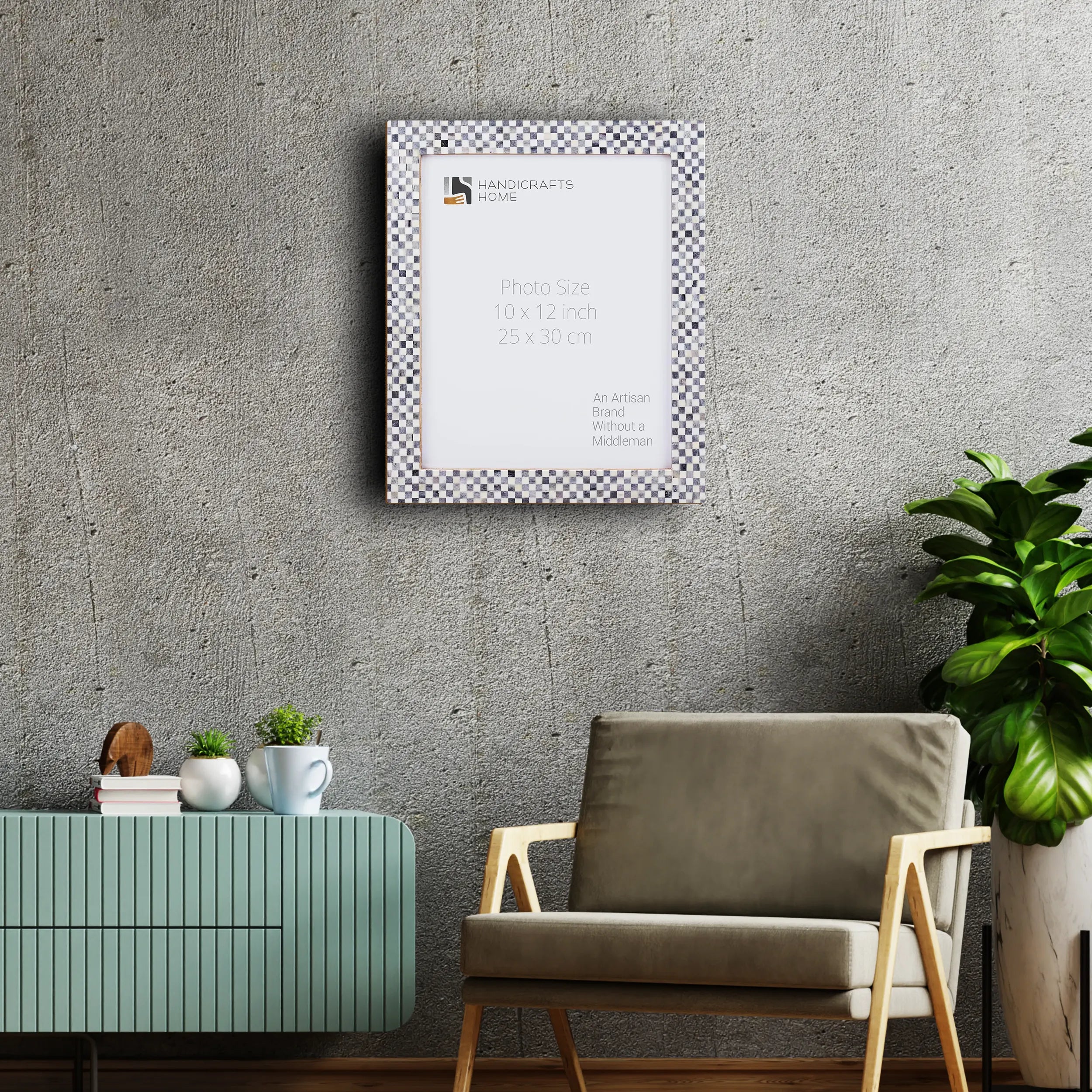 Poster Picture Frame Checkered Pattern Bone Inlay Collection in 3 Sizes