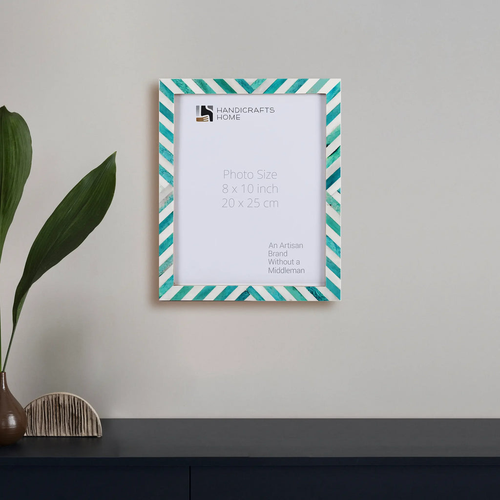 Poster Picture Frame Chevron Bone Inlay in 3 Sizes, Green