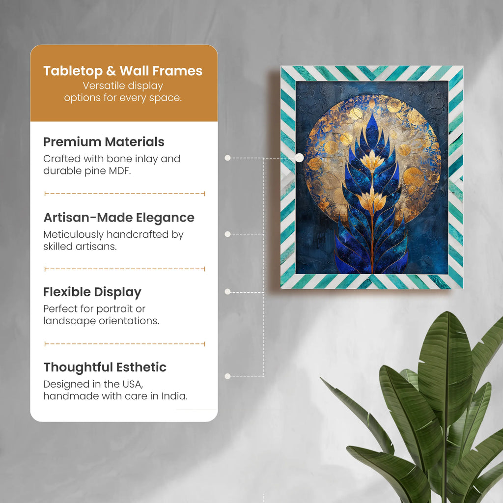 Poster Picture Frame Chevron Bone Inlay in 3 Sizes, Green