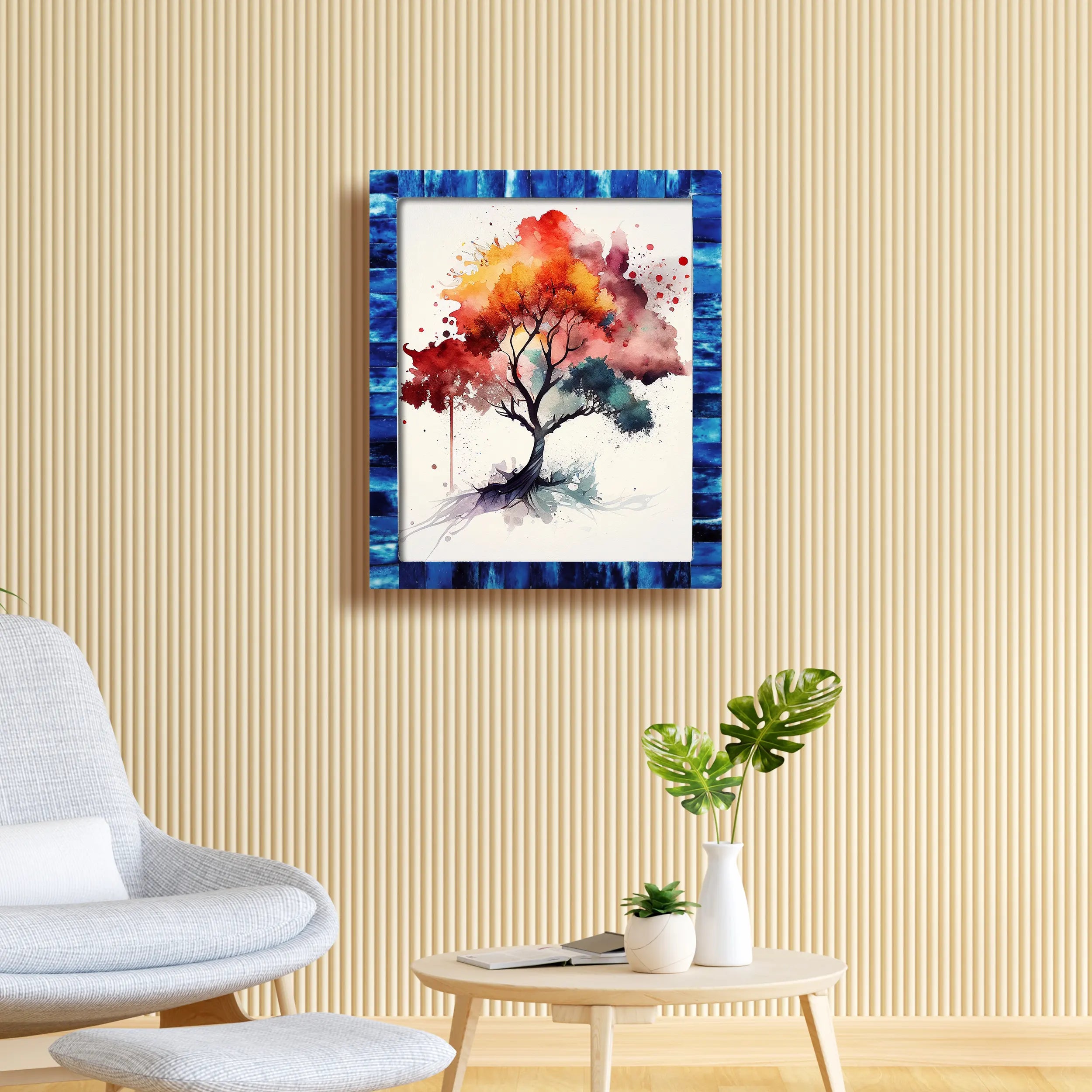 Poster Picture Frame Classic Pattern Bone Inlay Collection in 5 Sizes, Blue