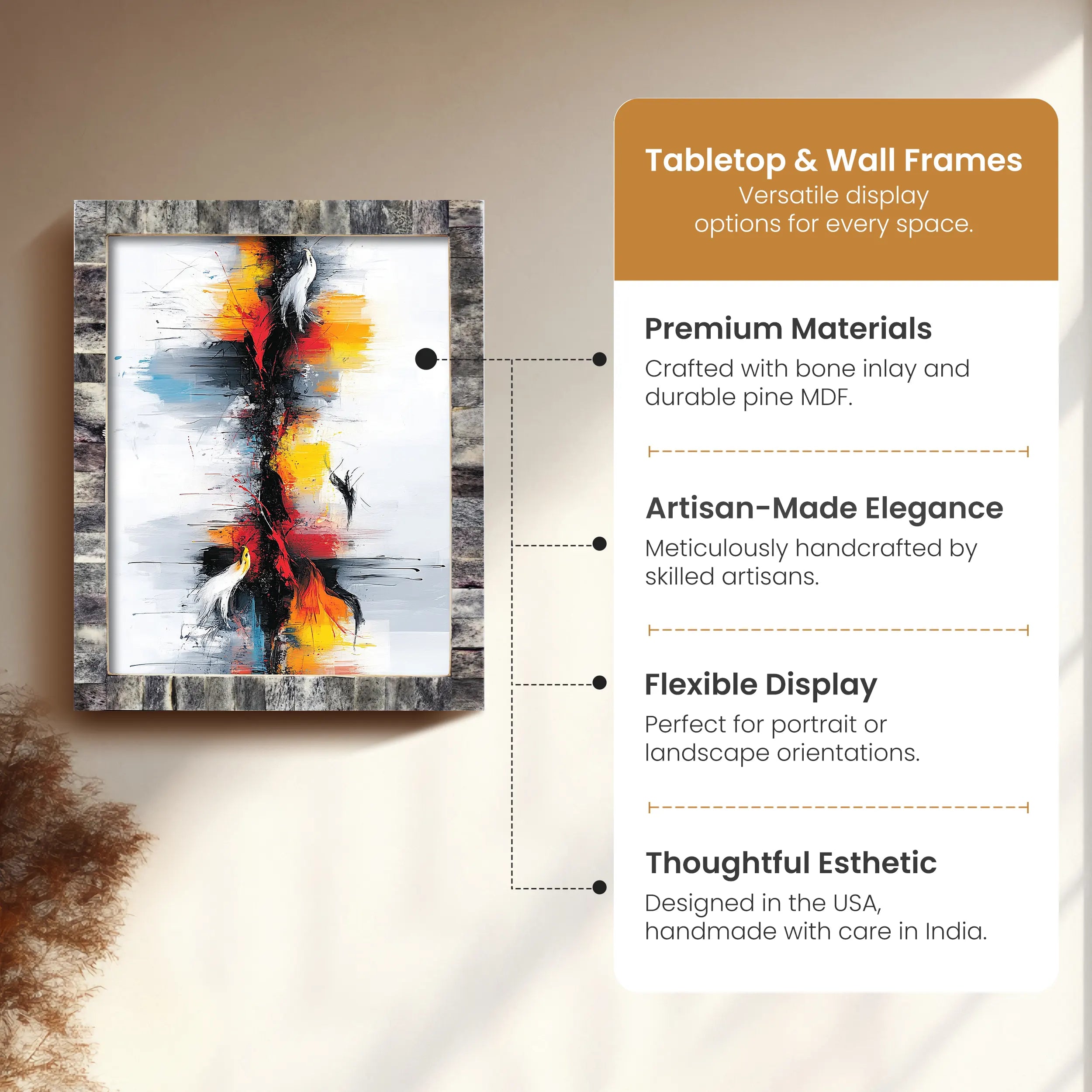 Poster Picture Frame Classic Bone Inlay in 5 Sizes, Grey