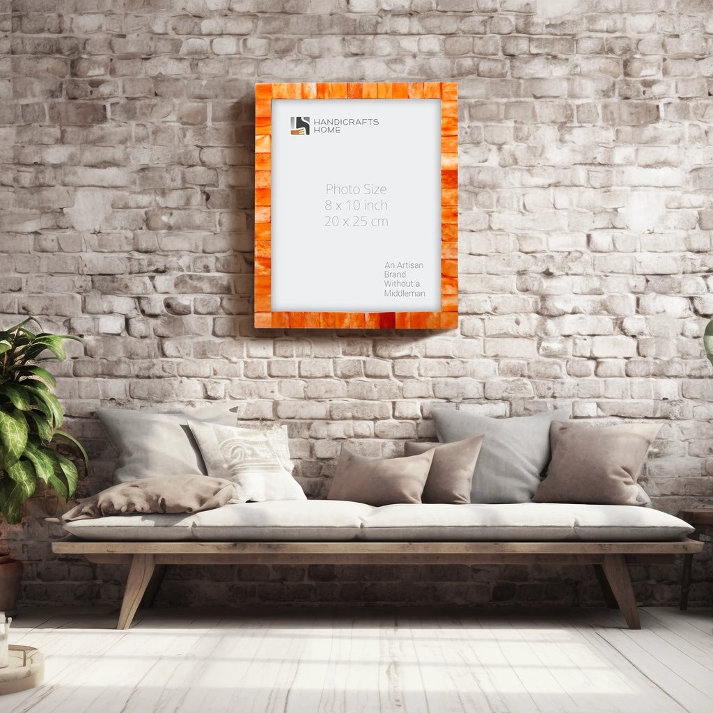 Poster Picture Frame Classic Bone Inlay in 4 Sizes, Orange