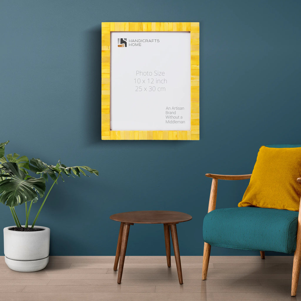 Poster Picture Frame Classic Bone Inlay in 3 Sizes, Yellow