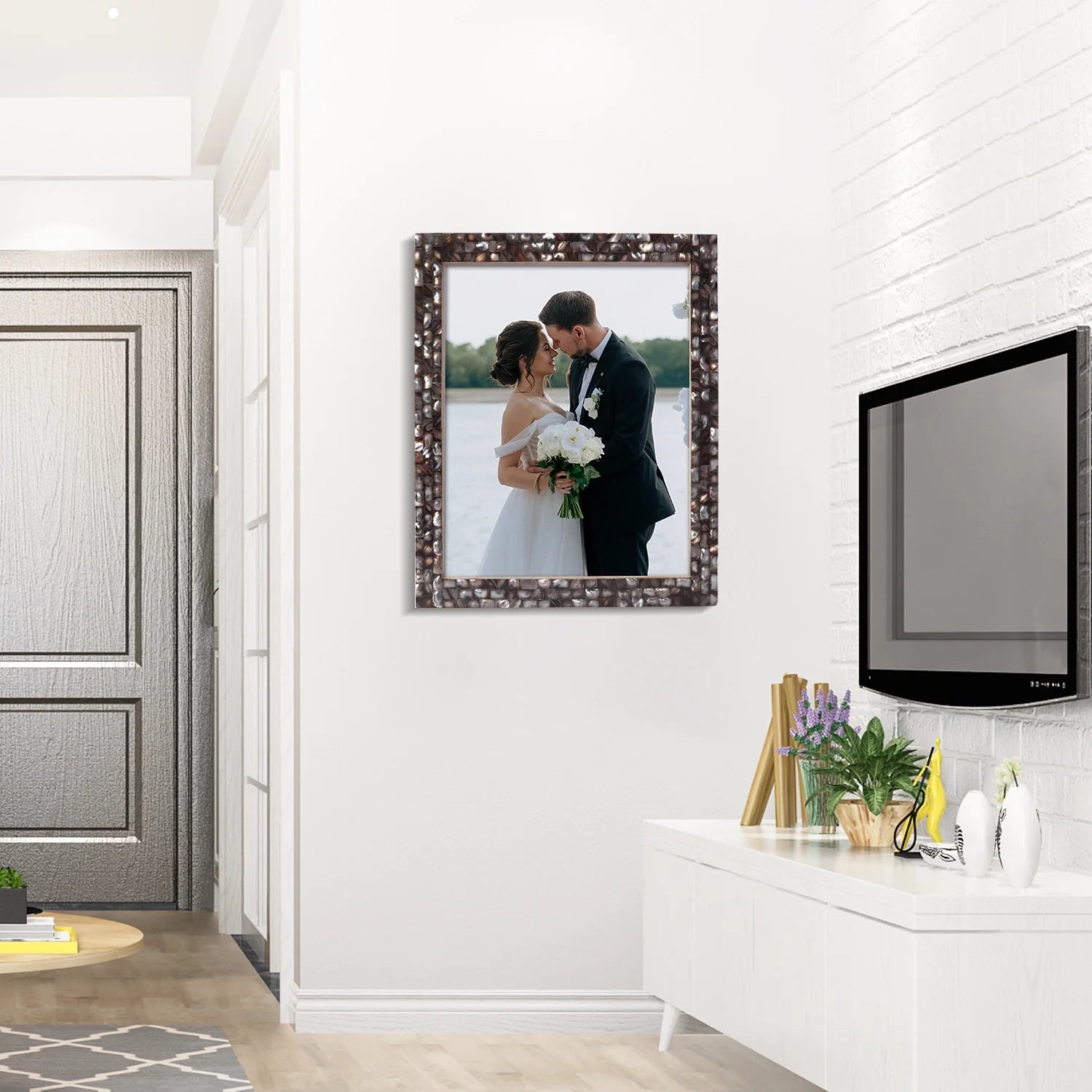 Picture Frames Mother of Pearl Collection in 27 Sizes, Grey